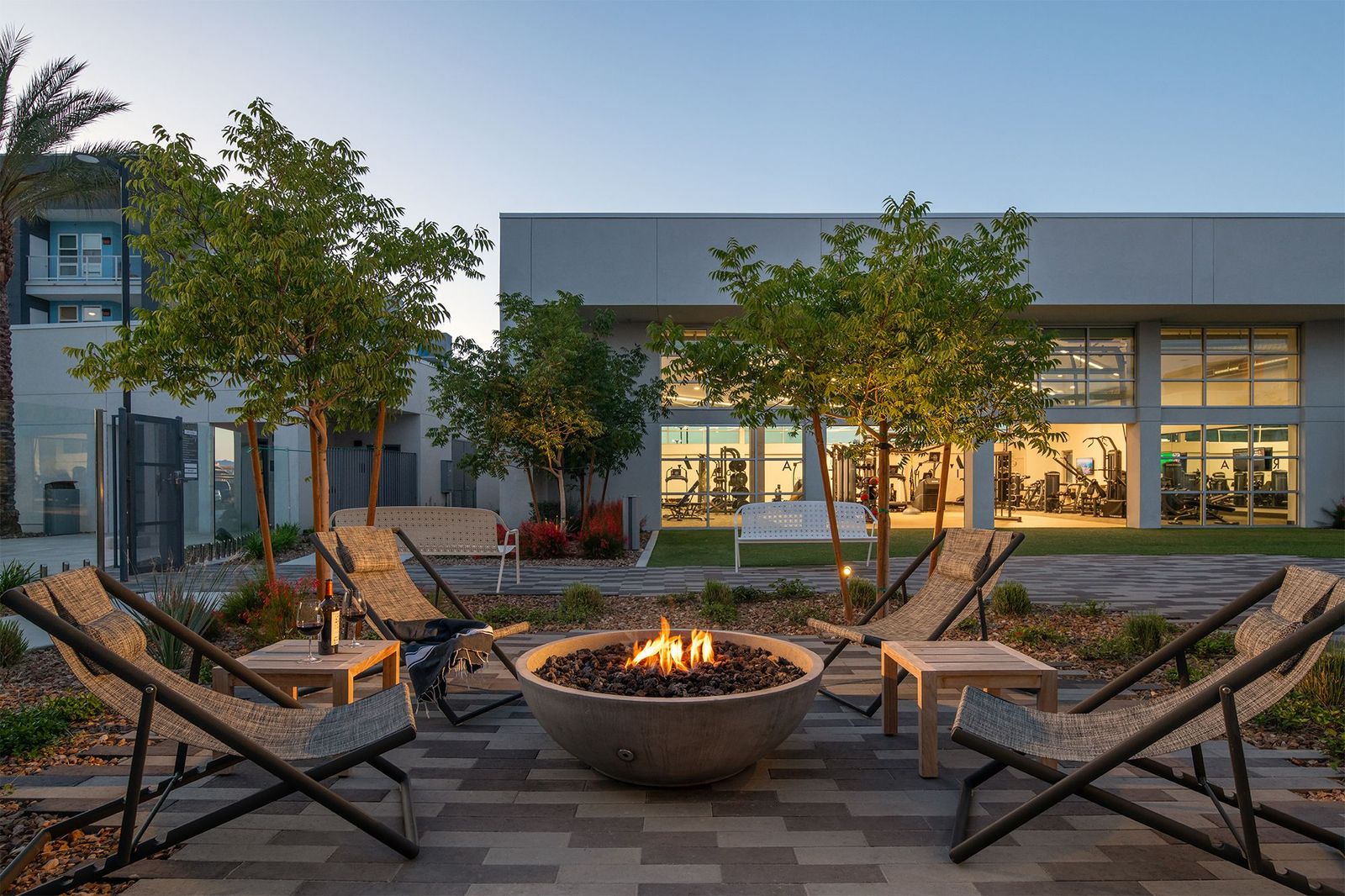 Outdoor fire pits at Ariva Serviced Residences